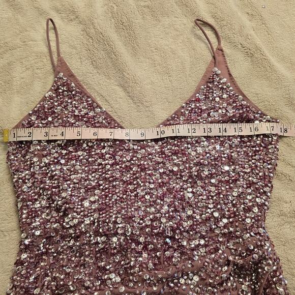 Asos Design  Embellished Maxi Drape Side Cami Dress Orchid Color  Size 6 Formal - Picture 5 of 14